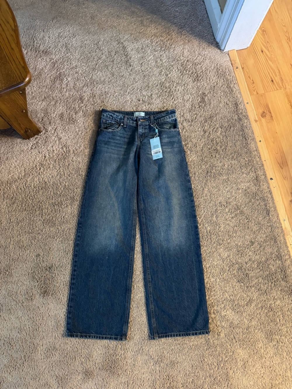 REVICE Men's Relaxed Wide-Leg Jeans in Dark Blue Wash
